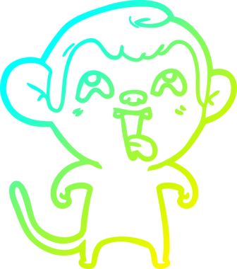 Bir insan tarafından çizilmiş çılgın bir çizgi film maymunu çizimi