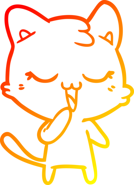 Bir insan tarafından çizilmiş mutlu çizgi film kedisinin sıcak çizgi çizgisi.