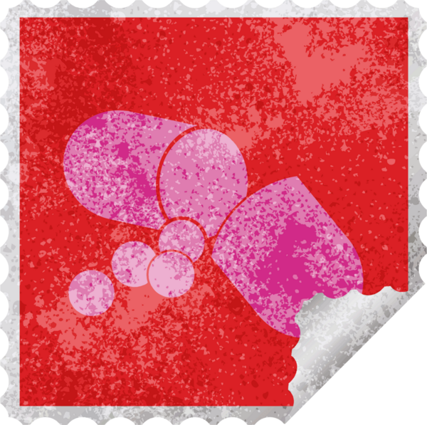 Kapsül hap taşıyıcı illüstrasyon kare soyma etiketi bir insan tarafından çizildi