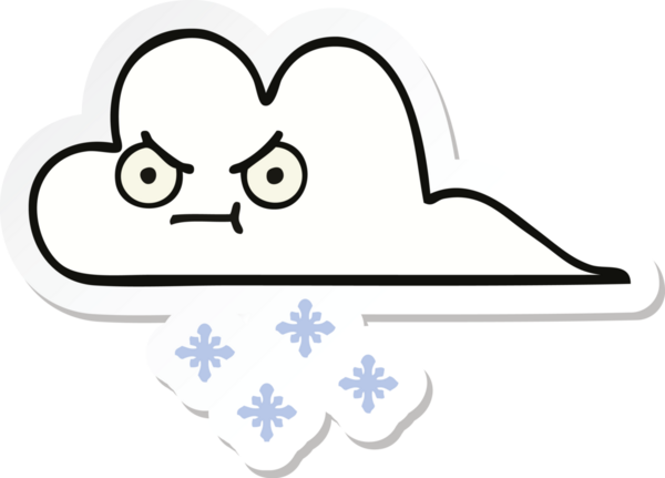 Bir insan tarafından çizilmiş şirin bir kar bulutunun çıkartması.