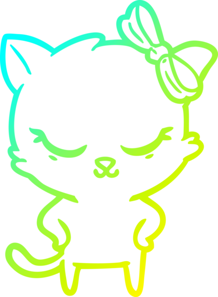 Bir insan tarafından çizilmiş bir çizgi film kedisinin soğuk gradyan çizimi