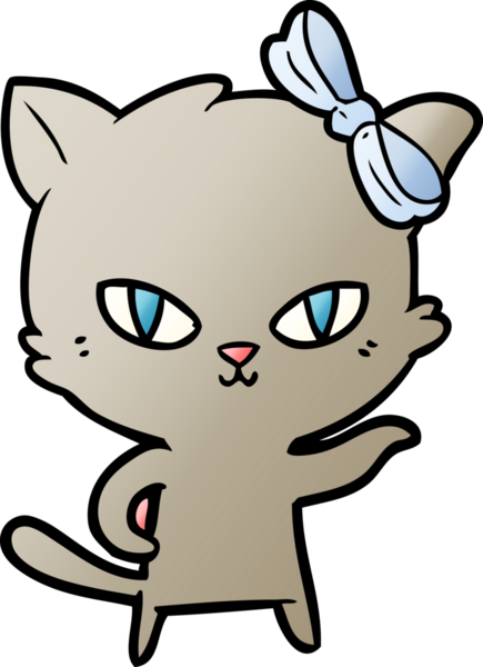 Bir insan tarafından çizilmiş sevimli çizgi film kedisi.