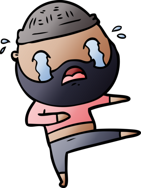 Bir insan tarafından çizilmiş ağlayan sakallı bir dansçı.