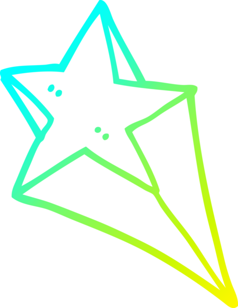 Bir insan tarafından çizilmiş bir çizgi film yıldızının soğuk gradyan çizimi.