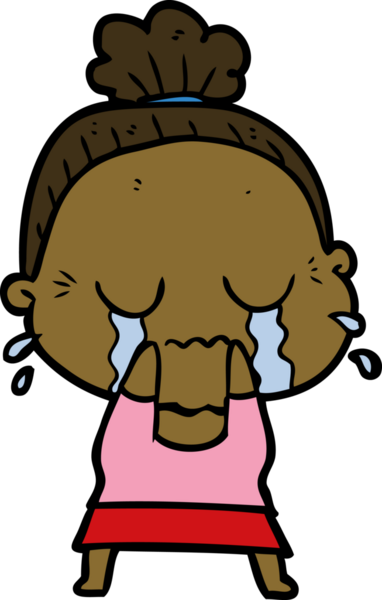 Bir insan tarafından çizilmiş ağlayan yaşlı kadın çizgi filmi.