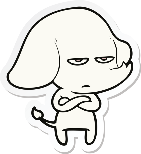 Bir insan tarafından çizilmiş kızgın bir filin çıkartması.