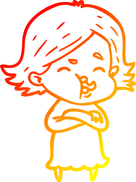 Bir insan tarafından çizilmiş bir çizgi film kızının sıcak çizgi çizimi.