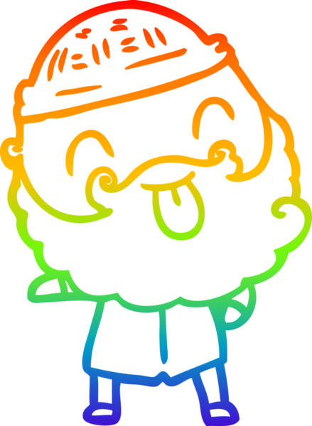 Gökkuşağı gradyan çizgisi sakallı bir adamın bir insan tarafından çizilmiş dili.