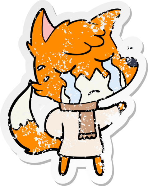 Bir insan tarafından çizilmiş ağlayan tilki çizgi filminin sıkıntılı çıkartması.