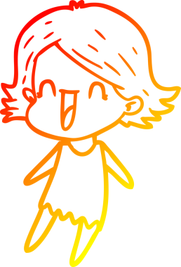 Bir insan tarafından çizilmiş mutlu bir kadının çizgi çizimi.