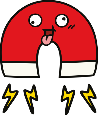 Bir insan tarafından çizilmiş şirin bir mıknatıs karikatürü