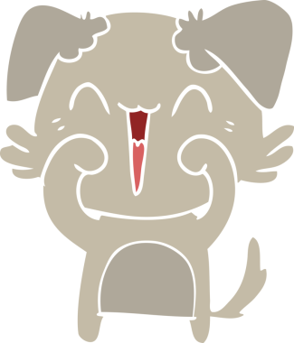 Mutlu küçük köpek düz renkli çizgi film bir insan tarafından çizildi.