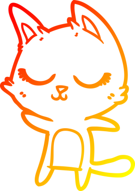 Bir insan tarafından çizilmiş sakin bir çizgi film kedisinin sıcak çizgi çizgisi.