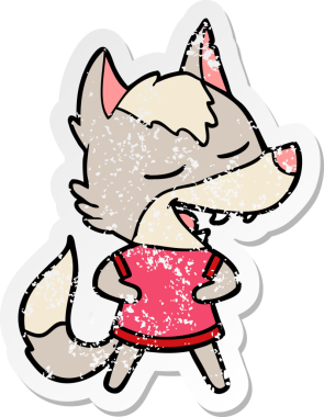 Bir insan tarafından çizilmiş bir karikatür kurdunun sıkıntılı çıkartması.