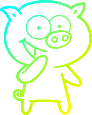 Bir insan tarafından çizilmiş gülen domuz çizgi filmi.