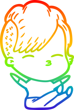 gökkuşağı gradyan çizimi bir çizgi film kızı bir insan tarafından çizilmiş.