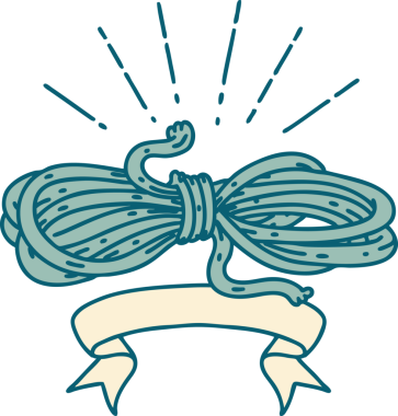 Bir insan tarafından çizilmiş dövme stili yara ipli parşömen.