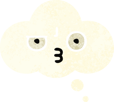 Bir insan tarafından çizilen düşünce baloncuğunun retro çizim tarzı karikatürü