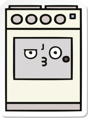 Bir insan tarafından çizilmiş şirin bir mutfak fırınının çıkartması.