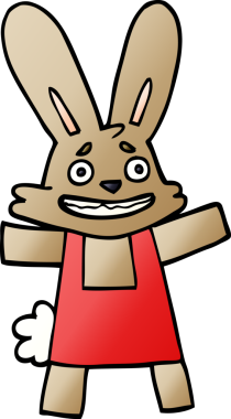 Çizgi film karalaması korkmuş tavşan görünümlü bir insan tarafından çizilmiş