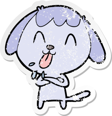 Bir insan tarafından çizilmiş şirin bir köpeğin sıkıntılı çıkartması.