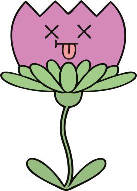 Bir insan tarafından çizilmiş sevimli bir çiçek karikatürü.