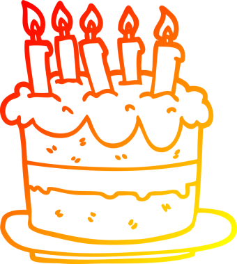 Bir insan tarafından çizilmiş bir doğum günü pastasının sıcak gradyan çizimi