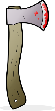 Bir insan tarafından çizilmiş kanlı balta.