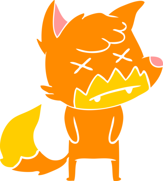 Bir insan tarafından çizilmiş düz renk çizgi film ölü tilki