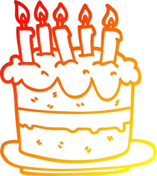 Bir insan tarafından çizilmiş bir doğum günü pastasının sıcak gradyan çizimi