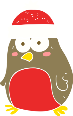 Bir insan tarafından çizilmiş noel ardıçkuşunun düz renk çizimi