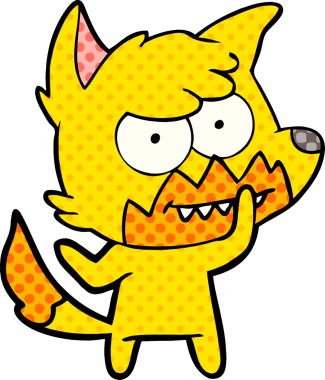 Bir insan tarafından çizilmiş tilki çizgi film karakteri