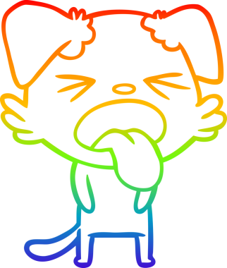 Gökkuşağı gradyan çizgi çizimi bir insan tarafından çizilmiş iğrenç bir köpek.