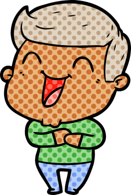 Bir insan tarafından çizilmiş gülen çizgi film adamı.