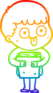 Gökkuşağı gradyan çizgi çizimi bir insan tarafından çizilmiş bir karikatür adam