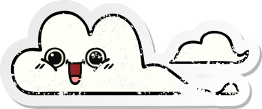 Bir insan tarafından çizilmiş şirin bir karikatür bulutunun sıkıntılı çıkartması.