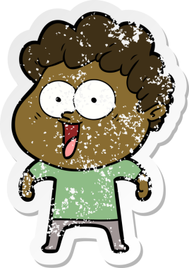 Bir insan tarafından çizilmiş mutlu bir adamın sıkıntılı çıkartması.