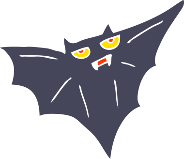 Bir insan tarafından çizilen cadılar bayramı yarasasının düz renk çizimi