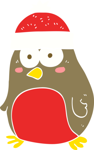 Bir insan tarafından çizilmiş noel ardıçkuşunun düz renk çizimi