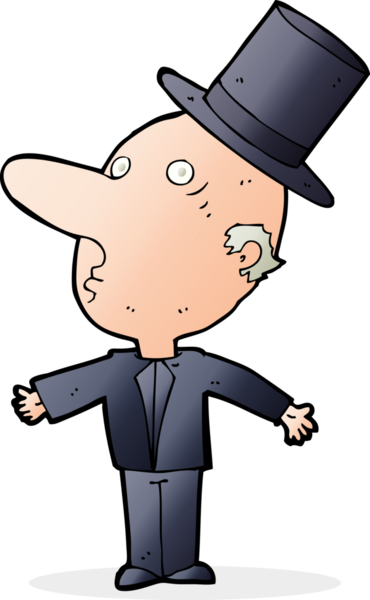 Bir insan tarafından çizilmiş silindir şapkalı bir adam.