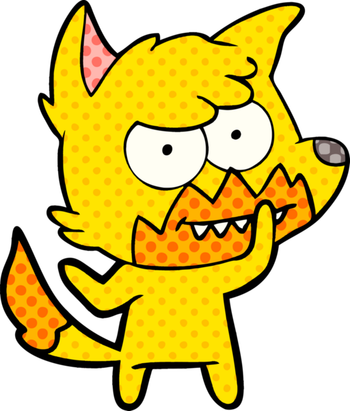 Bir insan tarafından çizilmiş tilki çizgi film karakteri