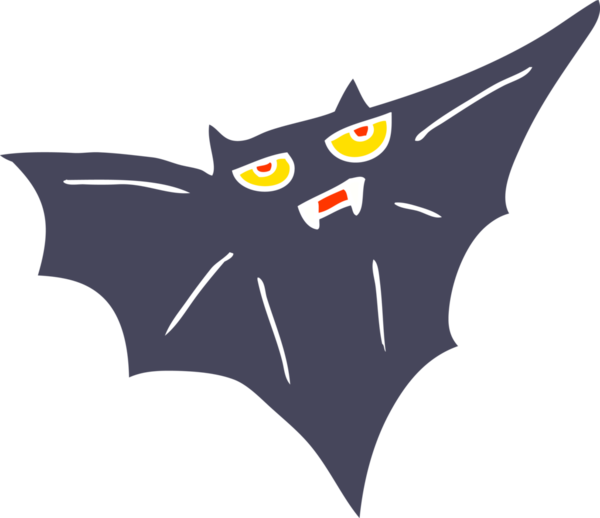 Bir insan tarafından çizilen cadılar bayramı yarasasının düz renk çizimi