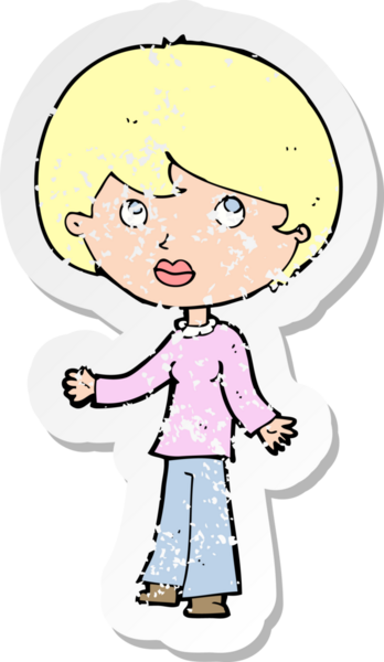 Bir insan tarafından çizilmiş bir karikatür kadının gerilimli çıkartması.