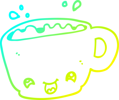 Bir insanın çizdiği bir fincan kahvenin soğuk gradyan çizgisi.