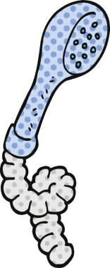 Bir insan tarafından çizilmiş çizgi roman tarzı duş başlığı.