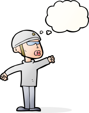 Bir insan tarafından çizilmiş düşünce balonu olan bir karikatür güvenlik elemanı.