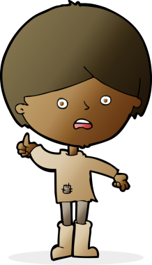 Bir insan tarafından çizilmiş mutsuz çocuk çizgi filmi.