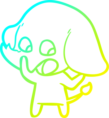 Bir insan tarafından çizilmiş şirin bir filin soğuk gradyan çizgisi