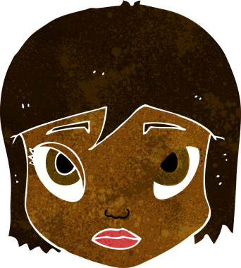 Bir insan tarafından çizilmiş bir kadın yüzü.