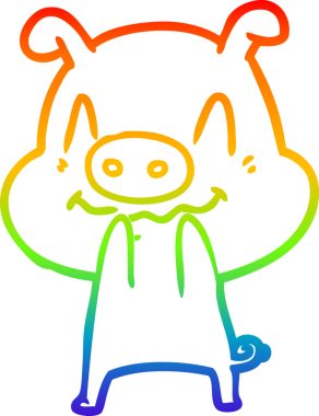 gökkuşağı gradyan çizimi bir insan tarafından çizilmiş sinir çizgi domuz